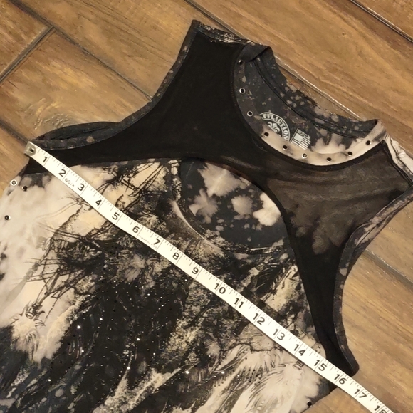 "Affliction" Sparkle With Mesh Sleeveless Top. Size M. - Picture 7 of 10
